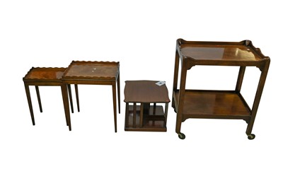 Lot 109 - A GEORGE III STYLE MAHOGANY DRINKS TROLLEY