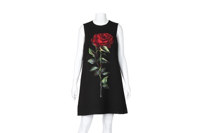Lot 545 - Dolce and Gabbana Black Print Shift Dress - Size 44