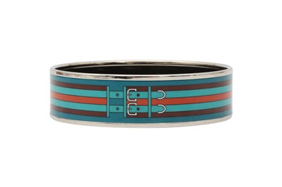 Lot 140 - Hermes Blue Buckle Motif Enamel Bangle