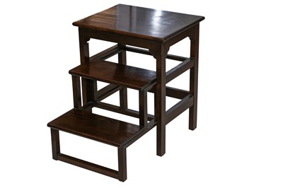 Lot 137 - A SET OF FRUITWOOD METAMORPHIC LIBRARY STEPS, CONTEMPORARY