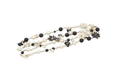 Lot 490 - Chanel Cream Camelia Pearl Necklace