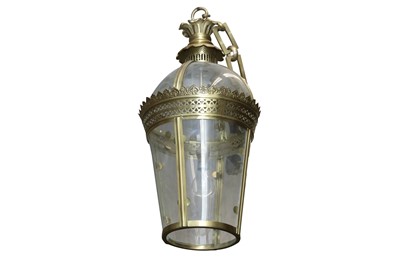 Lot 160 - PURE WHITE LINES, A BRASS 'BYRON' HALL LANTERN
