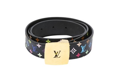 Lot 458 - Louis Vuitton Takashi Murakami Black Multicolor Monogram Belt - Size 90