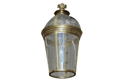 Lot 518 - PURE WHITE LINES, A LARGE BRASS 'BYRON' HALL LANTERN