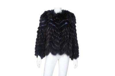 Lot 174 - Gianni Versace Navy Racoon Fur Jacket - Size 40