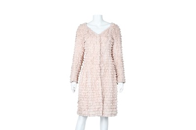 Lot 52 - Asprey Pink Silk Ruffle Long Cardigan - Size 8