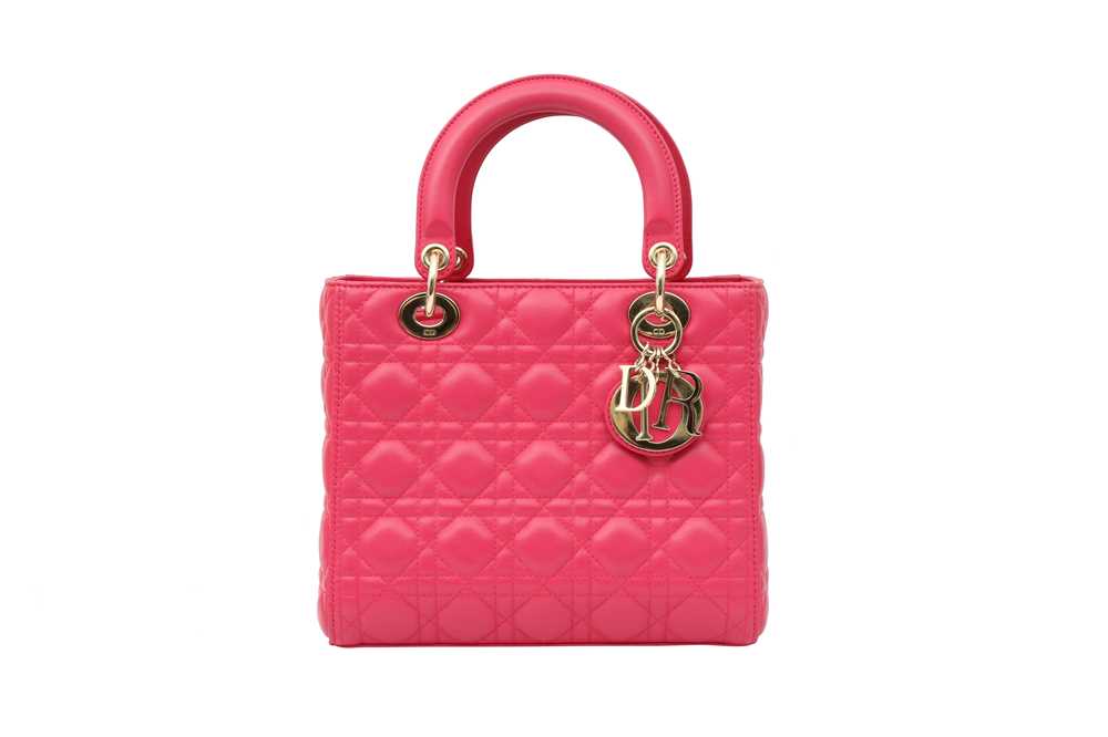 Lot 38 - Christian Dior Fuschia Pink Medium Lady Dior Bag