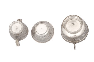 Lot 372 - A MINIATURE IRANIAN SILVER SAMOVAR AND A LIDDED SUGAR BOWL