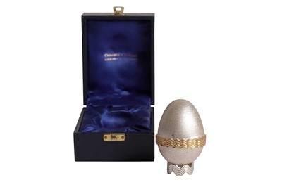 Lot 69 - A cased Elizabeth II parcel gilt sterling silver surprise egg, London 1984 by Christopher Nigel Lawrence