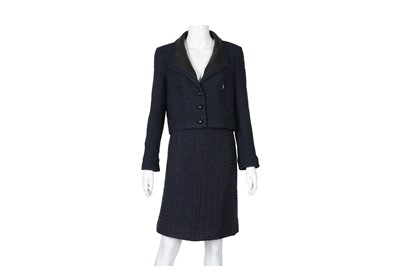 Lot 164 - Chanel Navy Boucle Metallic Skirt Suit - Size 36 & 38