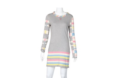 Lot 113 - Chanel Grey Stripe 5 Logo Knit Dress