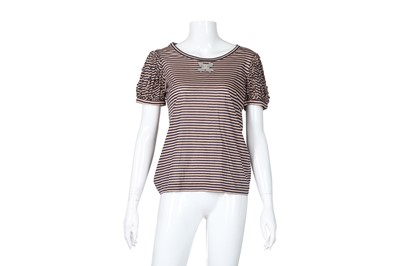 Lot 171 - Chanel Navy Stripe CC Logo Top - Size 38
