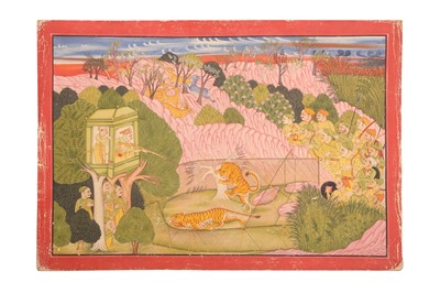 Lot 605 - A RAJPUT RULER SHOOTING TIGERS