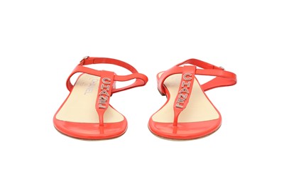 Lot 29 - Chanel Red Logo Flat Thong Sandal - Size 36