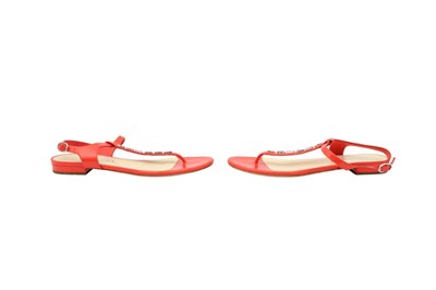 Lot 29 - Chanel Red Logo Flat Thong Sandal - Size 36