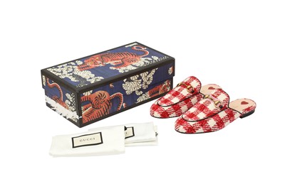 Lot 30 - Gucci Red Tweed Princetown Slipper - Size 36