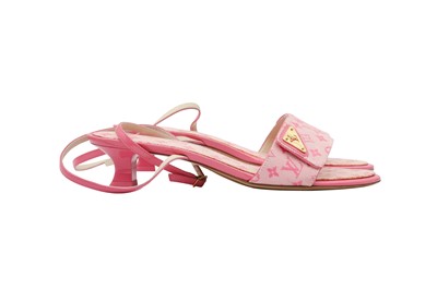 Lot 60 - Louis Vuitton Pink Monogram Kitten Heeled Sandal - Size 37