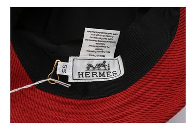 Lot 21 - Hermes Men's Red Trilby Hat - Size 55