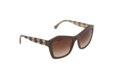 Lot 274 - Chanel Brown Cateye Butterfly Lace Sunglasses