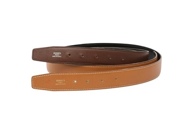 Lot 358 - Hermes Black Box Reversible Belt Straps - Size 90