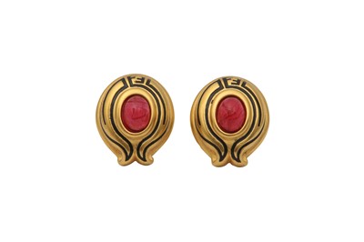 Lot 401 - Fendi Red Poured Glass Pierced Earrings