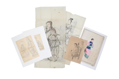 Lot 429 - A COLLECTION OF JAPANESE AND CHINESE FIGURATIVE SKETCHES AND PRINTS.