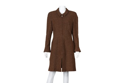 Lot 262 - Chanel Brown Tweed Long Sleeve Dress