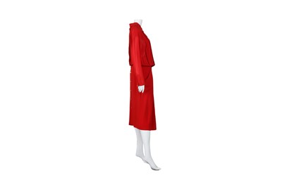 Lot 11 - Chanel Red Silk Pleat Front Long Sleeve Dress