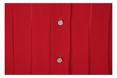 Lot 11 - Chanel Red Silk Pleat Front Long Sleeve Dress