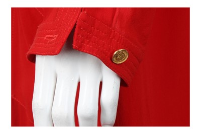 Lot 11 - Chanel Red Silk Pleat Front Long Sleeve Dress