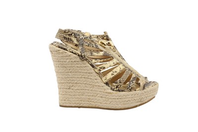 Lot 323 - Jimmy Choo Snake Print Wedge Espadrille Sandal - Size 36