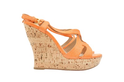 Lot 230 - Miu Miu Orange Cork Wedge Sandal - Size 36