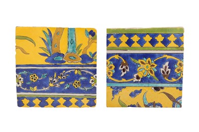 Lot 415 - TWO SAFAVID CUERDA SECA POTTERY TILES