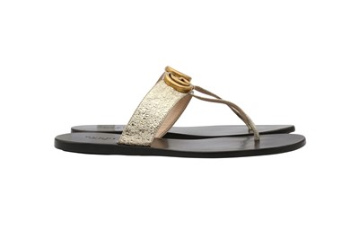 Lot 468 - Gucci Gold Marmont Flat Thong Sandal - Size 37
