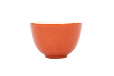 Lot 615 - A CHINESE IRON RED-ENAMELLED CUP.