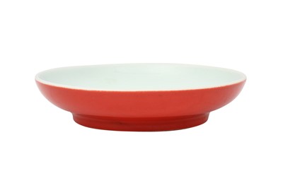 Lot 612 - A CHINESE RED-GLAZED BOWL.