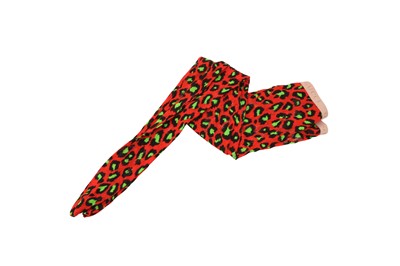 Lot 19 - Gucci Red Neon Leopard Print Tights - Size M