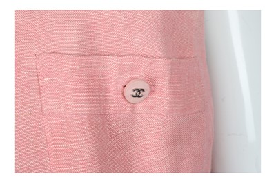 Lot 48 - Chanel Pink Linen Strappy Dress - Size 38