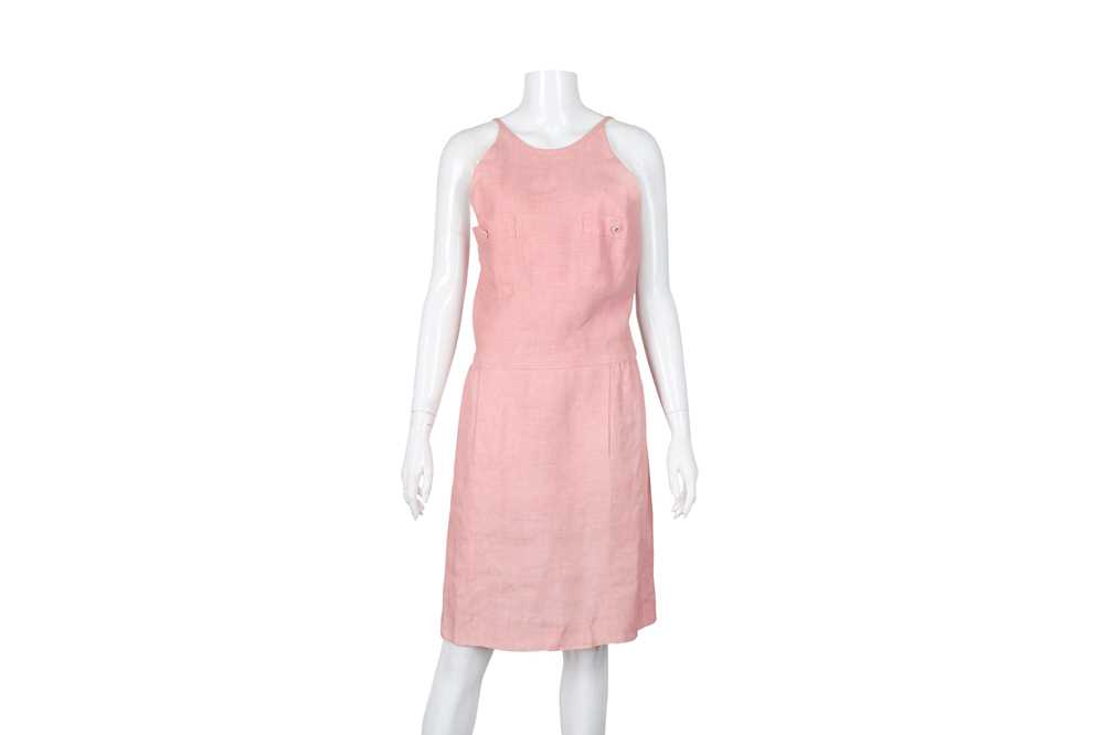 Lot 48 - Chanel Pink Linen Strappy Dress - Size 38