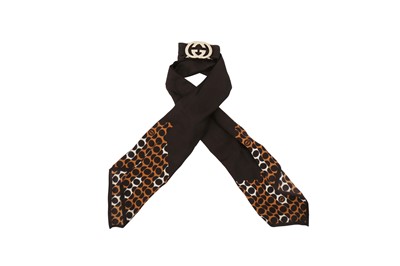 Lot 270 - Gucci Brown Silk Print GG Scarf Choker