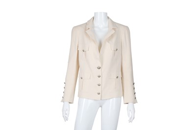 Lot 368 - Chanel Cream Wool Patch Pocket Jacket - Size 38