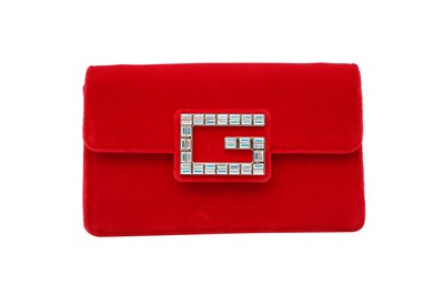 Lot 8 - Gucci Red Velvet Broadway Small Crossbody Flap Bag
