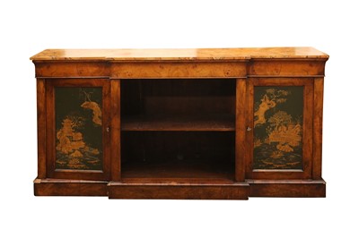 Lot 53 - A VICTORIAN FIGURED WALNUT BREAKFRONT SIDEBOARD