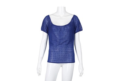 Lot 129 - Fendi Royal Blue FF Logo Mesh Top - Size 42