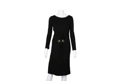 Lot 452 - Gucci Black Crepe Draped Horsebit  Dress