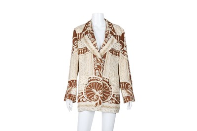 Lot 306 - Christian Dior Beige Silk Print Jacket - Size 42