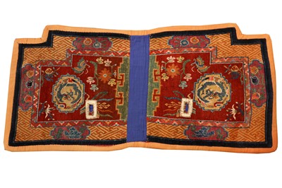Lot 95 - AN ANTIQUE TIBETAN SADDLE COVER