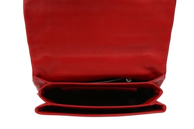 Lot 9 - Prada Red Nappa Gaufre Chain Flap Bag