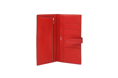 Lot 15 - λ Hermes Red Shiny Crocodile Bearn Wallet
