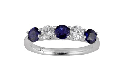 Lot 72 - A diamond and sapphire five-stone ring